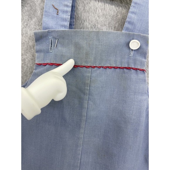 Thomas Baby Girl's Coverall Large Vintage Blue Lamb Patch Snap Button bottom - Picture 13 of 14